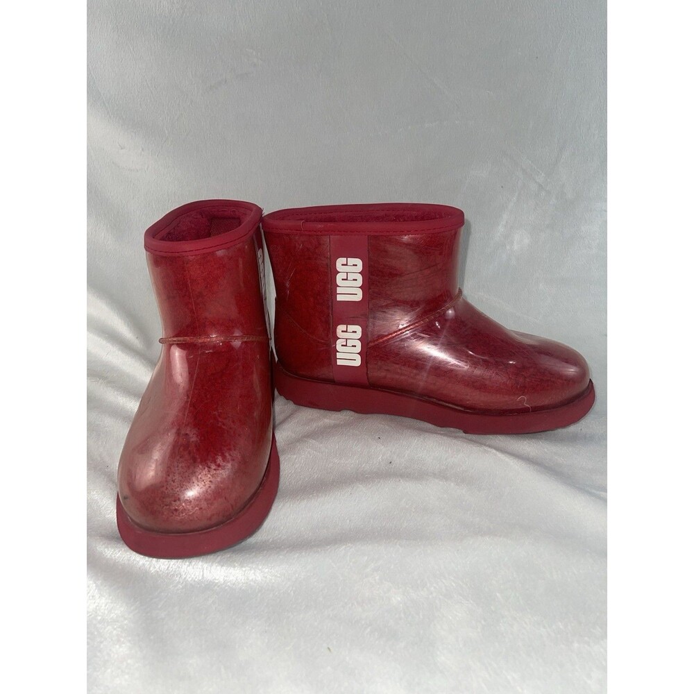 Ugg Classic Clear Mini Red Waterproof Rain Snow Boots - US 4